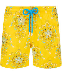 Men Classic Embroidered - Men Swimwear Embroidered Kaleidoscope - Limited Edition, Yellow front view