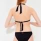 Mujer Halter Liso - Top de bikini que se anuda al cuello con estampado Ecailles de Tortues para mujer, Negro detalles vista 1