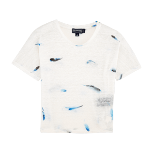 Chicas T-Shirt Estampado - Camiseta de lino con estampado Blue Breath, Blanco front Chicas T-Shirt Estampado - Camiseta de lino con estampado Blue Breath, Blanco front