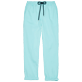 Uomo Altri Unita - Pantalone uomo in cotone e lino elasticizzato comfort tinta unita, Laguna vista frontale