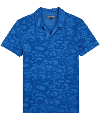 Herren Andere Uni - Solid Polohemd aus Jacquard-Frottee für Herren, Sea blue Vorderansicht