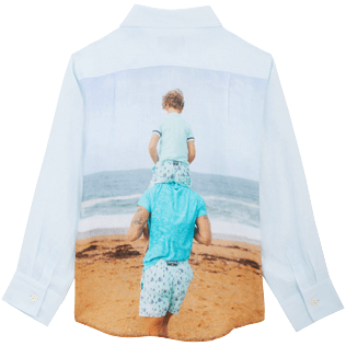 Niños Autros Estampado - Camisa de lino con estampado Père & Fils para niño, Cielo 2 vista trasera