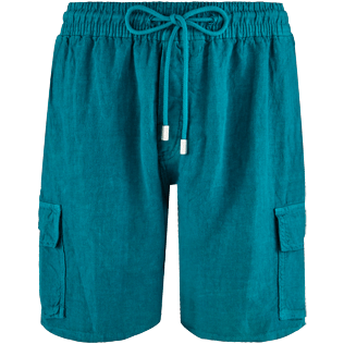 Men Others Solid - Men Cargo Linen Bermuda Shorts Solid, Pine wood front Men Others Solid - Men Cargo Linen Bermuda Shorts Solid, Pine wood front