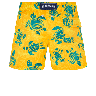 Jungen Klassische Strech Bedruckt - Turtles Madrague Badeshorts mit Stretch für Jungen, Yellow Rückansicht