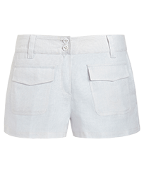 Women Others Solid - Women linen bermuda shorts solid - Vilebrequin x JCC+ - Limited Edition, White front view