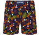Men Classic Embroidered - Men Swim Trunks Embroidered Mix of Flowers - Limited Edition, Navy back view