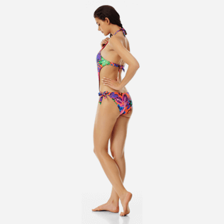 Women Trikini Printed - Women trikini one piece swimsuit Porto Rico, Bright orange backworn Women Trikini Printed - Women trikini one piece swimsuit Porto Rico, Bright orange backworn