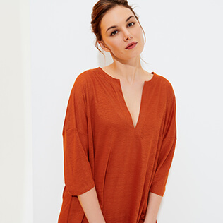 Women Others Solid - Women Linen Dress Solid, Paprika supp1 Women Others Solid - Women Linen Dress Solid, Paprika supp1