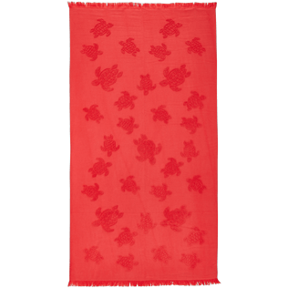Others Solid - Fouta in terry cloth Turtles Jacquard, Red polish front Others Solid - Fouta in terry cloth Turtles Jacquard, Red polish front