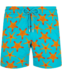 Costume da bagno uomo elasticizzato Starfish Dance Blu curacao vista frontale