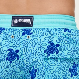 Men Classic Printed - Men Swimwear Turtles Splash Flocked, Lazulii blue details view 2