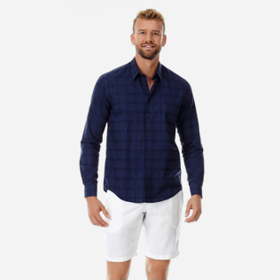 Altri Grafico - Camicia unisex in cotone Carreaux, Blu marine frontworn Altri Grafico - Camicia unisex in cotone Carreaux, Blu marine frontworn