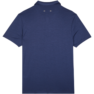 Men Others Solid - Men Tencel Polo Shirt Solid, Navy back view