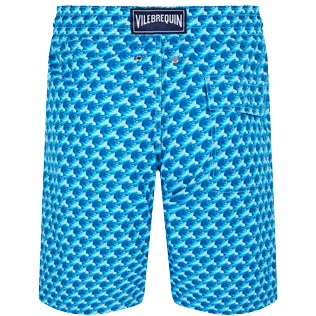 Men Long classic Printed - Men Swimwear Long Micro Waves, Lazulii blue back view