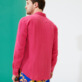 Men Others Solid - Men Linen Shirt Solid, Shocking pink back worn view