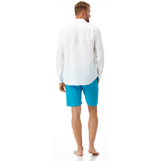 Men Others Solid - Men Non-Iron Linen Shirt, White backworn Men Others Solid - Men Non-Iron Linen Shirt, White backworn