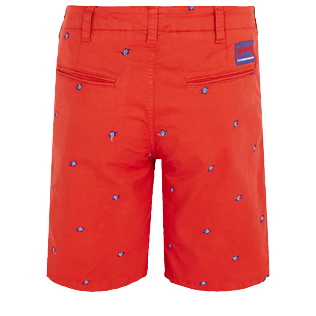 Men Others Embroidered - Men Chino Embroidered Bermuda Shorts Micro Ronde des Tortues, Medlar back view