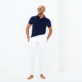 Hombre Autros Liso - Pantalones de corte recto en lino de color liso para hombre, Blanco vista frontal desgastada