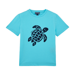 Niños Autros Liso - Camiseta en punto de algodón de color liso para niño, Azul tropezien front Niños Autros Liso - Camiseta en punto de algodón de color liso para niño, Azul tropezien front
