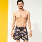 Men Classic Printed - Men Swimwear Sand Turtles, Navy front worn view