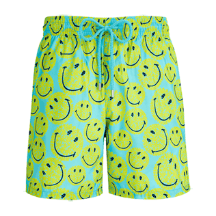 Men Others Printed - Men Swim Trunks Ultra-light and packables Turtles Smiley - Vilebrequin x Smiley®, Lazulii blue front view