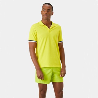 Men Others Solid - Men Cotton Pique Polo Shirt Solid, Lemon frontworn Men Others Solid - Men Cotton Pique Polo Shirt Solid, Lemon frontworn