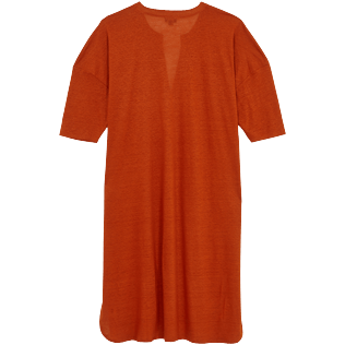 Women Others Solid - Women Linen Dress Solid, Paprika back Women Others Solid - Women Linen Dress Solid, Paprika back
