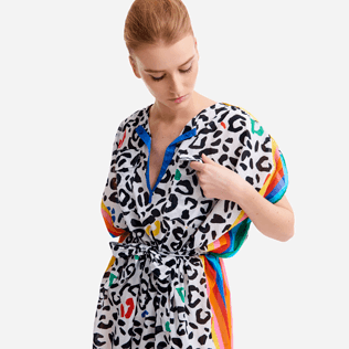 Mujer Autros Estampado - Vestido de playa con estampado Leopard and Rainbow para mujer - Vilebrequin x JCC+ - Edición limitada, Blanco supp1 Mujer Autros Estampado - Vestido de playa con estampado Leopard and Rainbow para mujer - Vilebrequin x JCC+ - Edición limitada, Blanco supp1