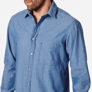 Hombre Autros Liso - Camisa de algodón con logotipo de Vilebrequin retro para hombre, Dark denim w1 supp1 Hombre Autros Liso - Camisa de algodón con logotipo de Vilebrequin retro para hombre, Dark denim w1 supp1