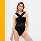 Mujer Una pieza Liso - Bañador estilo bustier de una sola pieza en color liso para mujer, Negro detalles vista 8