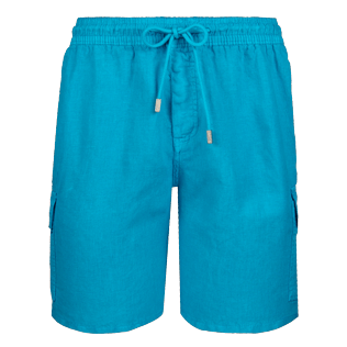 Hombre Autros Liso - Bermudas tipo cargo en lino de color liso para hombre, Seychelles front Hombre Autros Liso - Bermudas tipo cargo en lino de color liso para hombre, Seychelles front
