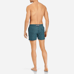 Men Classic / Moorea Printed - Men Stretch Swimtrunks Modernist Fish, Navy backworn Men Classic / Moorea Printed - Men Stretch Swimtrunks Modernist Fish, Navy backworn
