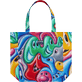 Fitted Printed - Tote bag Faces In Places - Vilebrequin x Kenny Scharf, Multicolor front view