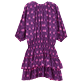 Damen Andere Bedruckt - Kurzes Hypno Shell Rüschenkleid aus Baumwolle für Damen, Marineblau Rückansicht