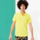 Men Others Solid - Men Linen Jersey Polo Shirt Solid, Lemon frontworn Men Others Solid - Men Linen Jersey Polo Shirt Solid, Lemon frontworn
