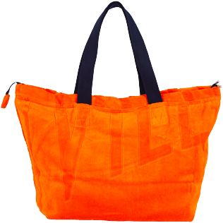 Andere Uni - Große Einfarbige Jacquard-Strandtasche aus Frottee, Medlar front Andere Uni - Große Einfarbige Jacquard-Strandtasche aus Frottee, Medlar front