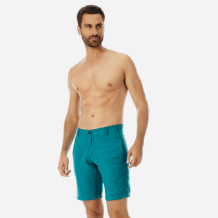 Hombre Autros Liso - Bermudas de corte recto en lino de color liso para hombre, Pinos frontworn Hombre Autros Liso - Bermudas de corte recto en lino de color liso para hombre, Pinos frontworn