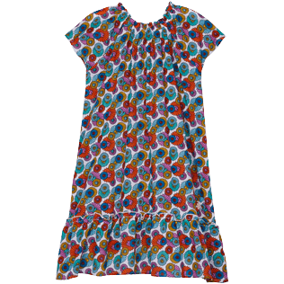 Mädchen Andere Bedruckt - Marguerites Kleid aus Baumwolle für Mädchen, Weiss Vorderansicht