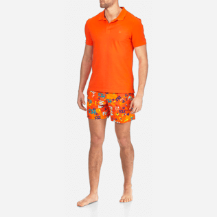 Men Others Solid - Men Cotton Pique Polo Shirt Solid, Clementine frontworn Men Others Solid - Men Cotton Pique Polo Shirt Solid, Clementine frontworn