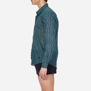 Hemden Bedruckt - Modernist Fish Unisex-Hemd aus Baumwollvoile, Marineblau supp3 Hemden Bedruckt - Modernist Fish Unisex-Hemd aus Baumwollvoile, Marineblau supp3