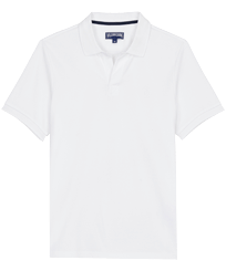 Men Others Solid - Men Organic Cotton Pique Polo Shirt Solid, White front view