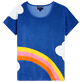 Donna Altri Stampato - T-shirt donna con motivo Multicolor Clouds - Vilebrequin x JCC+ - Edizione limitata, Blu mare vista frontale