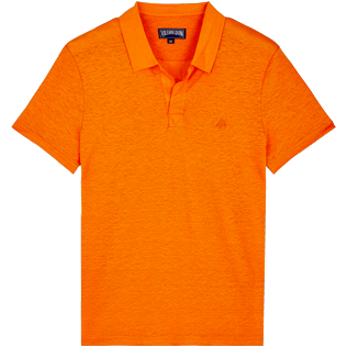 Hombre Autros Liso - Polo en punto de lino de color liso para hombre, Azafran front Hombre Autros Liso - Polo en punto de lino de color liso para hombre, Azafran front