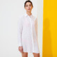 Women Others Solid - Women Long Linen Shirt Solid, White front worn view