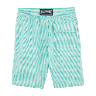 Boys Bermudas Grafisch - Micro Stripes Bermudashorts aus Leinen für Jungen, Veronesengrün back Boys Bermudas Grafisch - Micro Stripes Bermudashorts aus Leinen für Jungen, Veronesengrün back