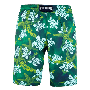 Men Long Printed - Men Long Swimtrunks Starlettes & Turtles Vintage, Malachite green back Men Long Printed - Men Long Swimtrunks Starlettes & Turtles Vintage, Malachite green back