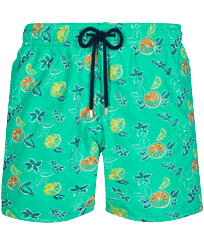 Men Classic Embroidered - Men Swim Trunks Embroidered 1994 Presse-Citron - Limited Edition, Veronese green front view