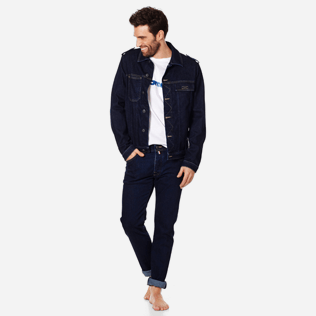 Hombre Autros Liso - Chaqueta de chándal vaquera para hombre, Dark denim w1 frontworn Hombre Autros Liso - Chaqueta de chándal vaquera para hombre, Dark denim w1 frontworn