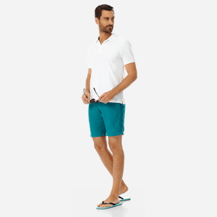 Hombre Autros Liso - Bermudas de corte recto en lino de color liso para hombre, Pinos supp2 Hombre Autros Liso - Bermudas de corte recto en lino de color liso para hombre, Pinos supp2