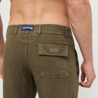 Uomo Altri Unita - Pantaloni uomo in lino Natural Dye, Scrub dettagli vista 3